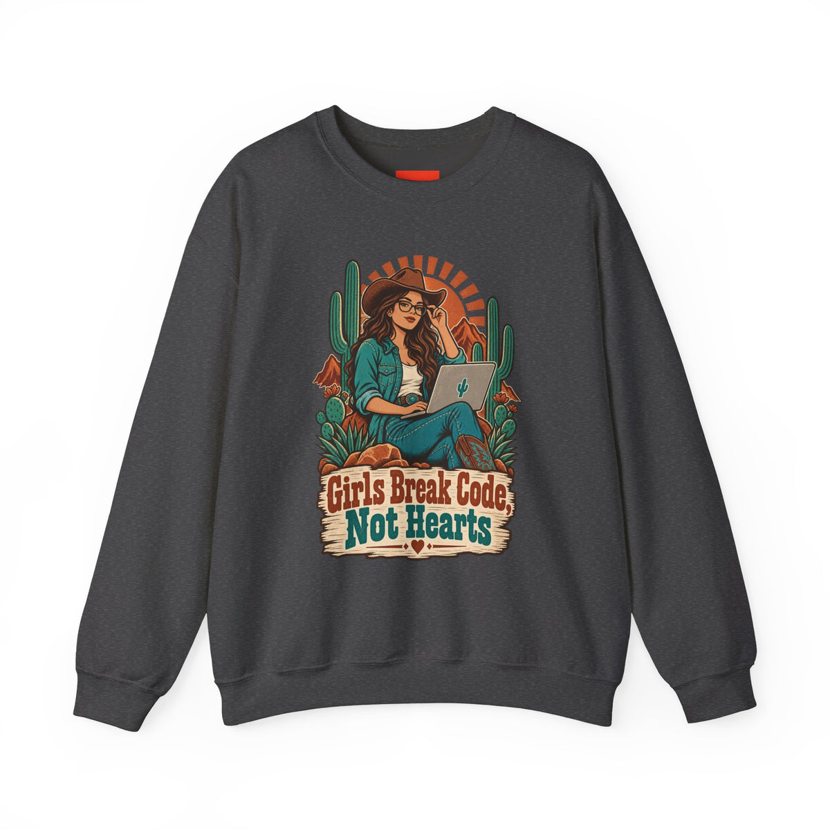 Girls Break Code, Not Hearts Funny Programmer Sweatshirt