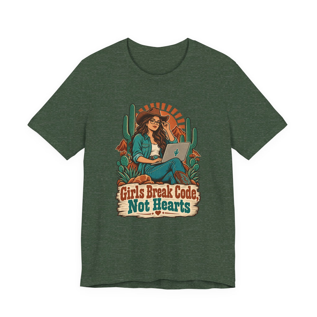 Girls Break Code, Not Hearts Funny Programmer T-Shirt