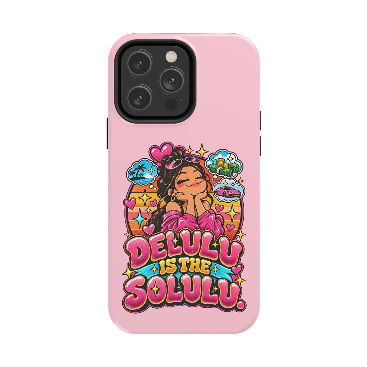 Delulu Is the Solulu Pink Tough Phone Case — Kawaii Cute Protective Case