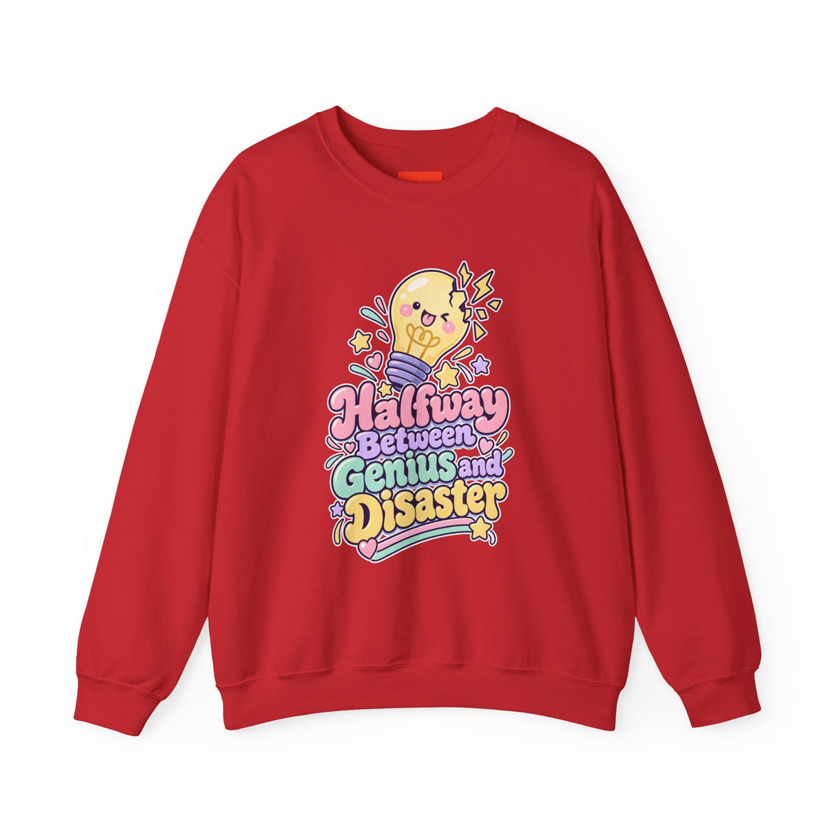 Halfway Between Genius and Disaster Funny Creative Sweatshirt