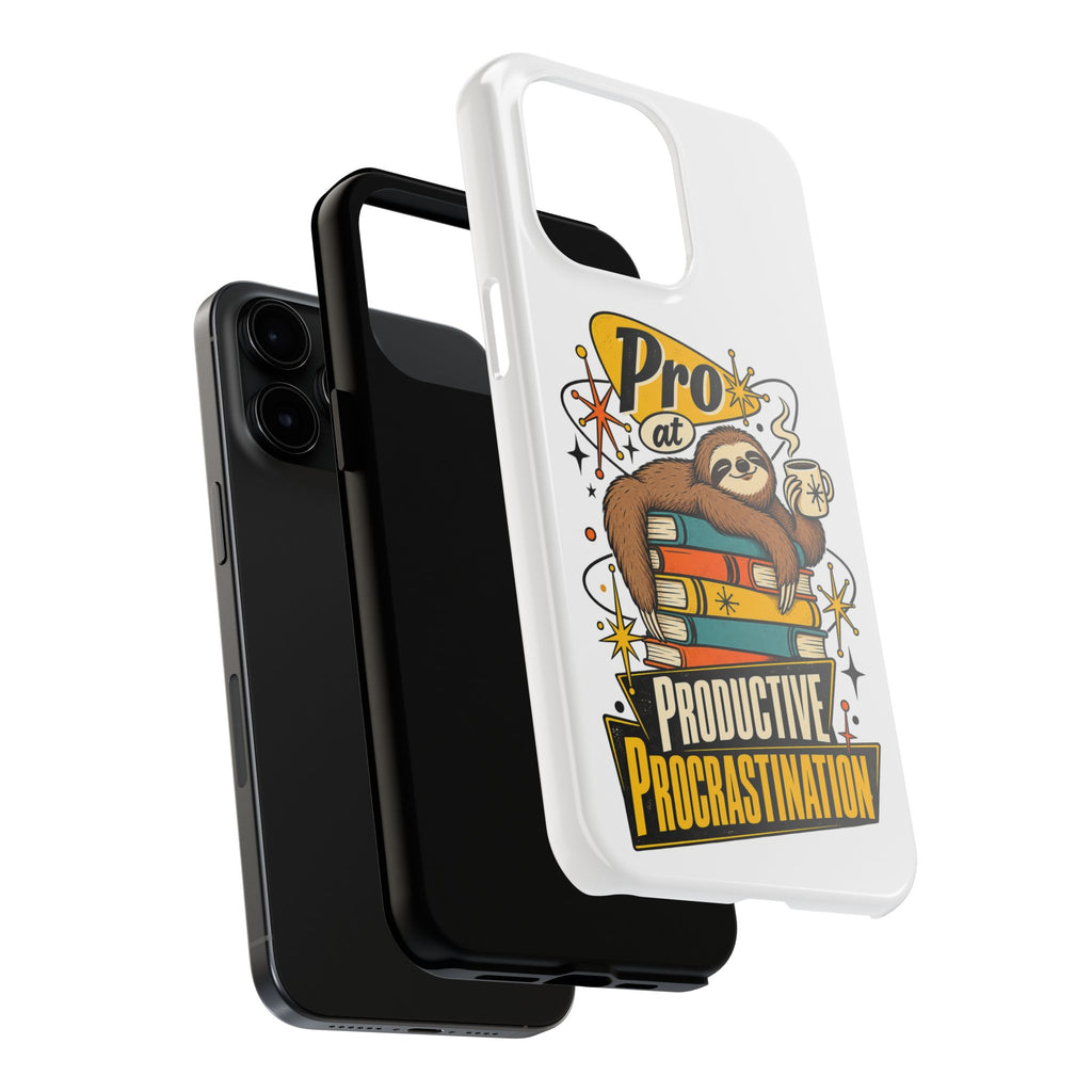 Productive Procrastination Tough Phone Case — Sloth on Books "Pro at Productive Procrastination"