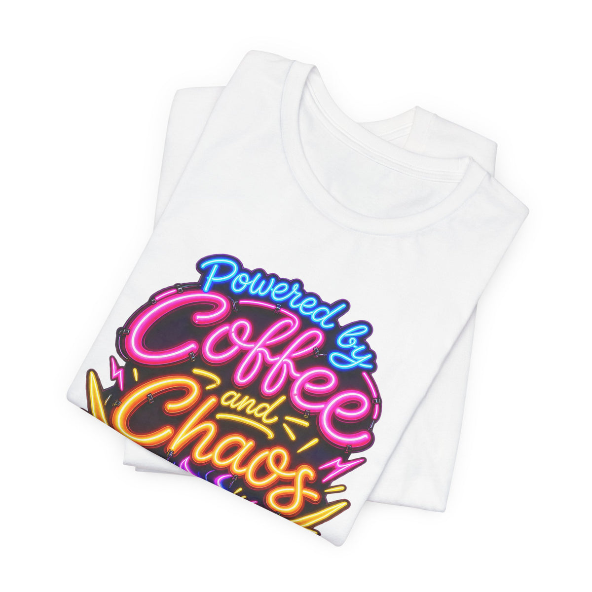 Powered by Coffee and Chaos Funny Nurse T-Shirt
