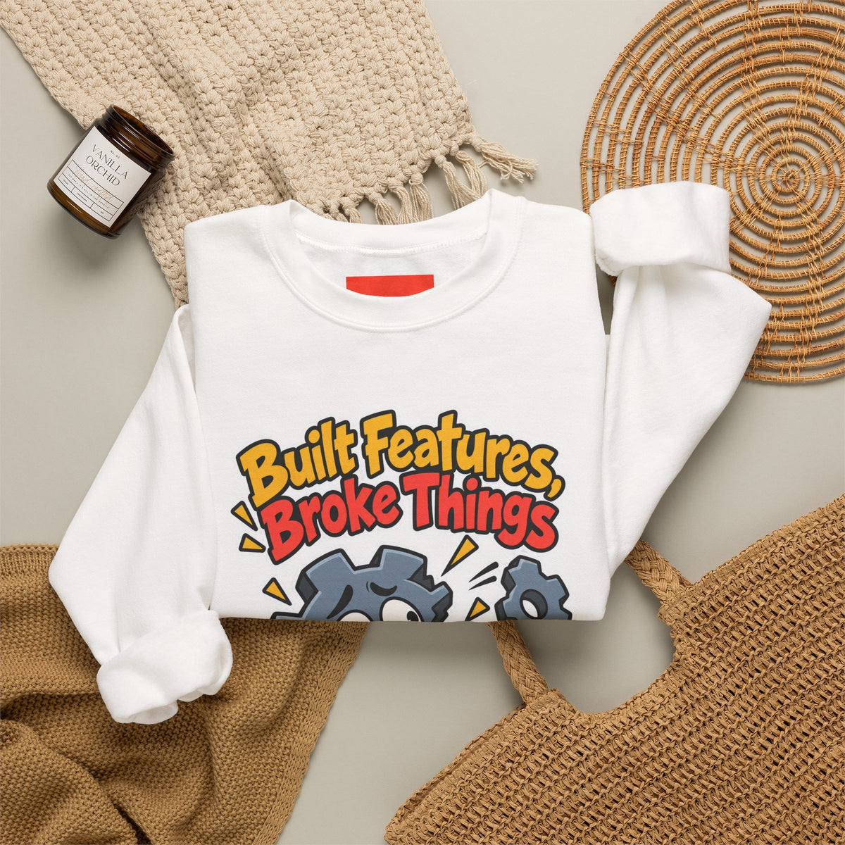 Built Features, Broke Things Funny Programmer Sweatshirt
