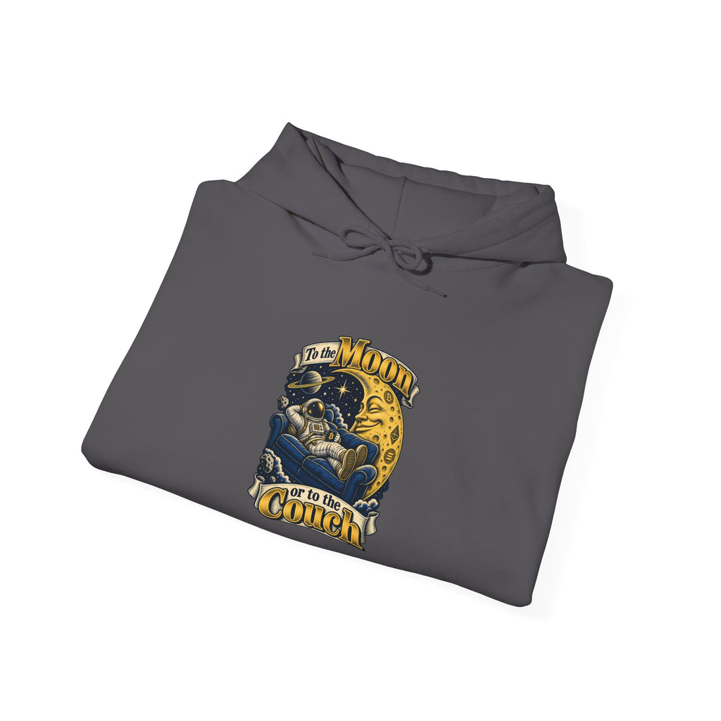 To the Moon or to the Couch Funny Crypto Investor Hoodie