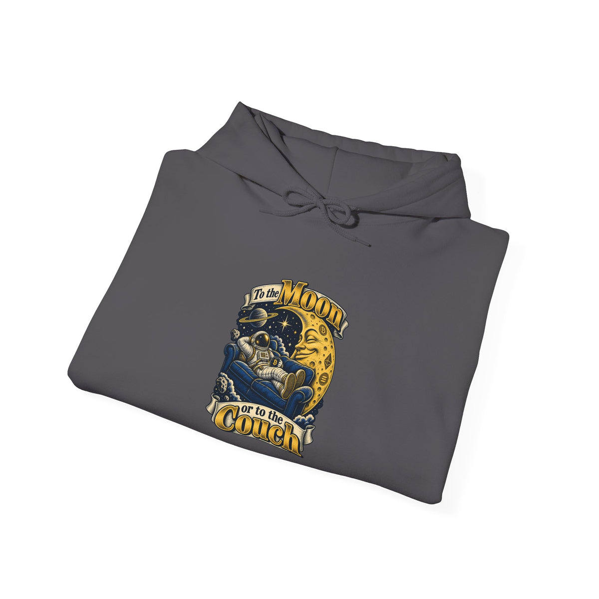To the Moon or to the Couch Funny Crypto Investor Hoodie