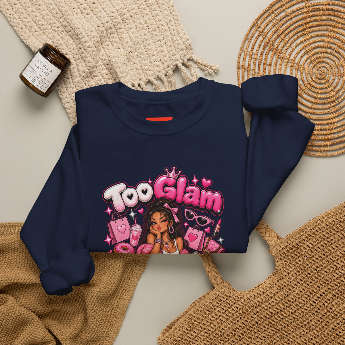 Too Glam To Give A Damn Funny Y2K Fashion Sweatshirt