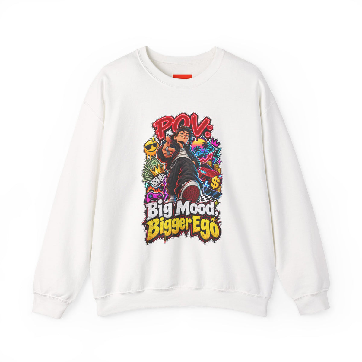 Big Mood, Bigger Ego Funny 80s Neon Sweatshirt