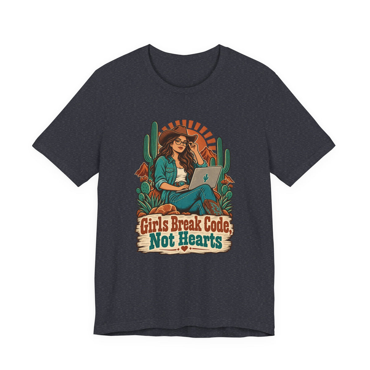 Girls Break Code, Not Hearts Funny Programmer T-Shirt