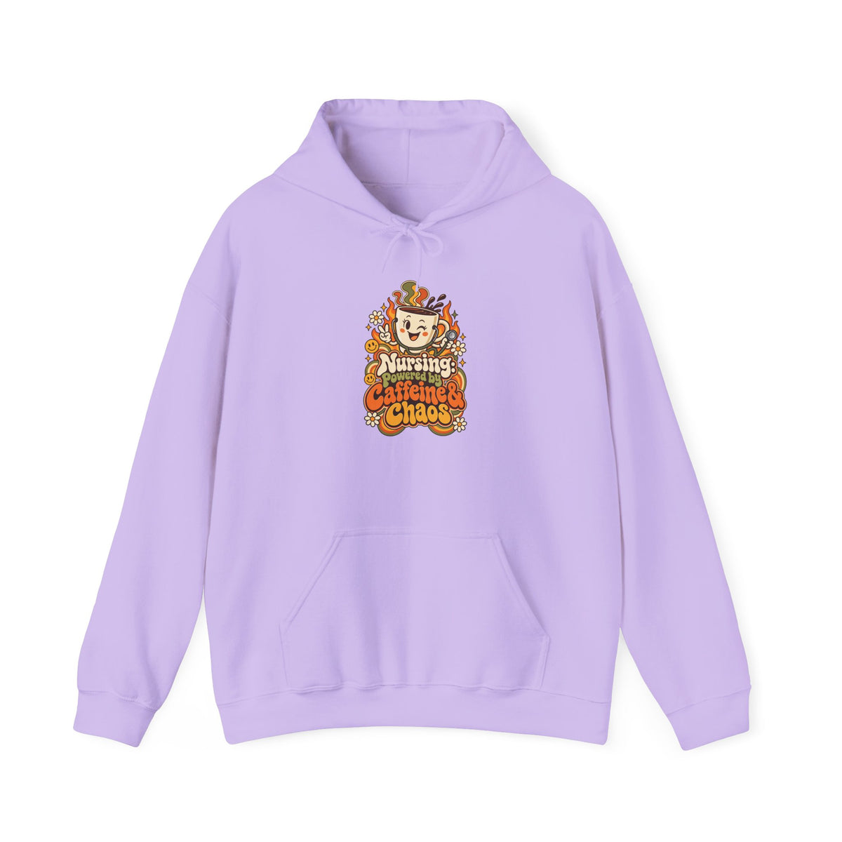 Nursing: Powered by Caffeine & Chaos Funny Nurse Hoodie