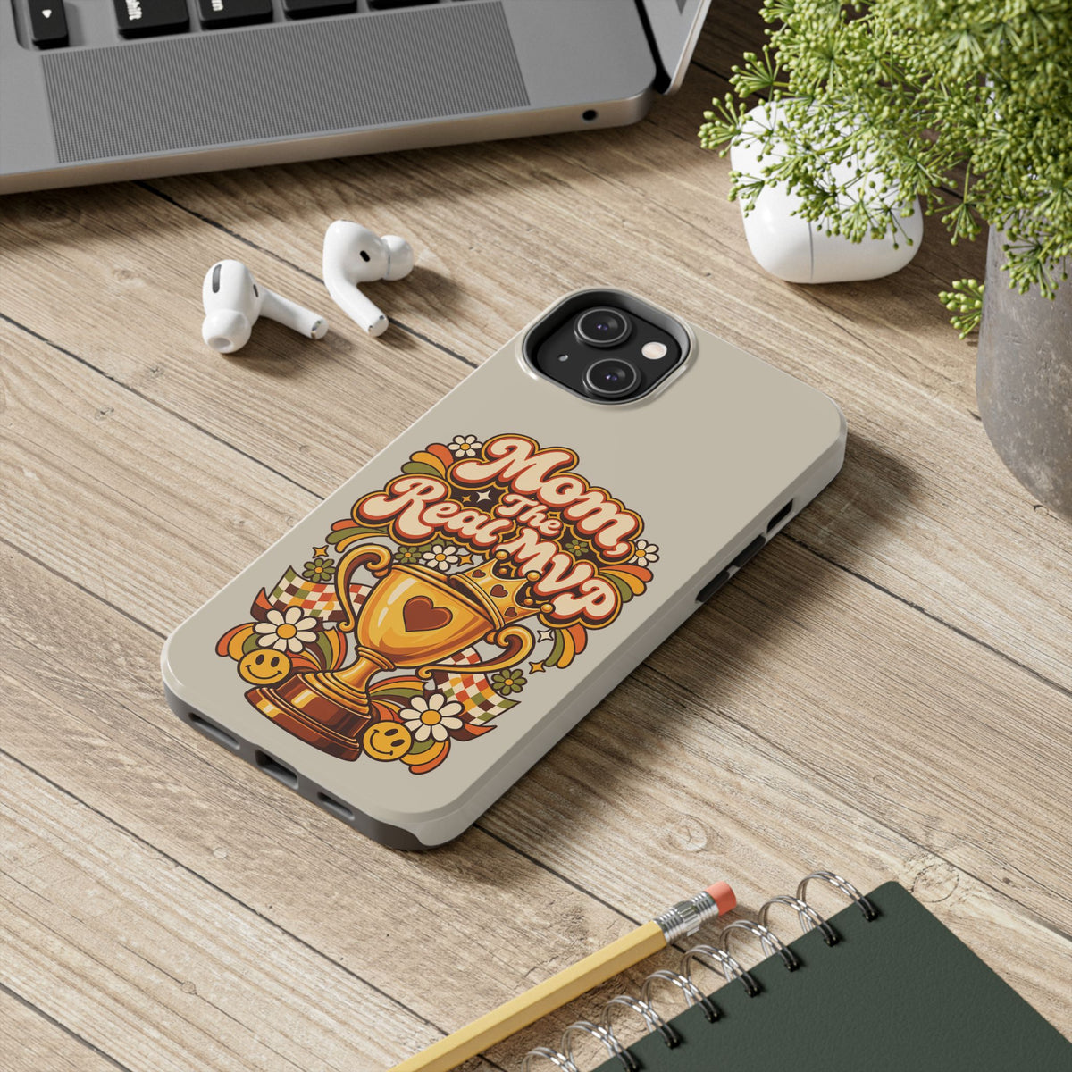 Phone Case — "Mom The Real MVP" Retro Trophy Design