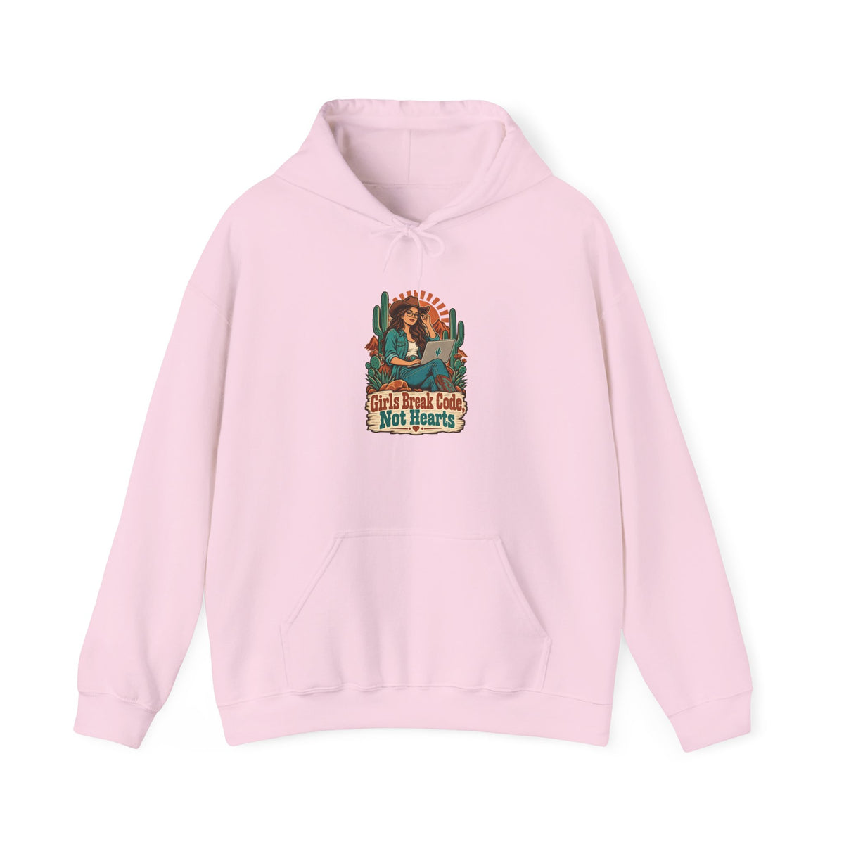 Girls Break Code, Not Hearts Funny Programmer Hoodie