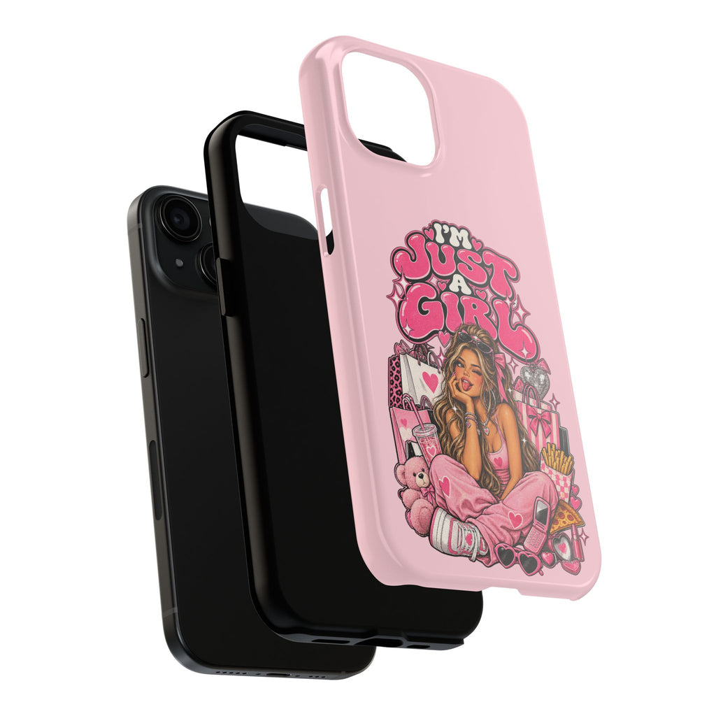 Pink "I'm Just a Girl" Tough Phone Case — Cute Girl Aesthetic Protective iPhone Cover