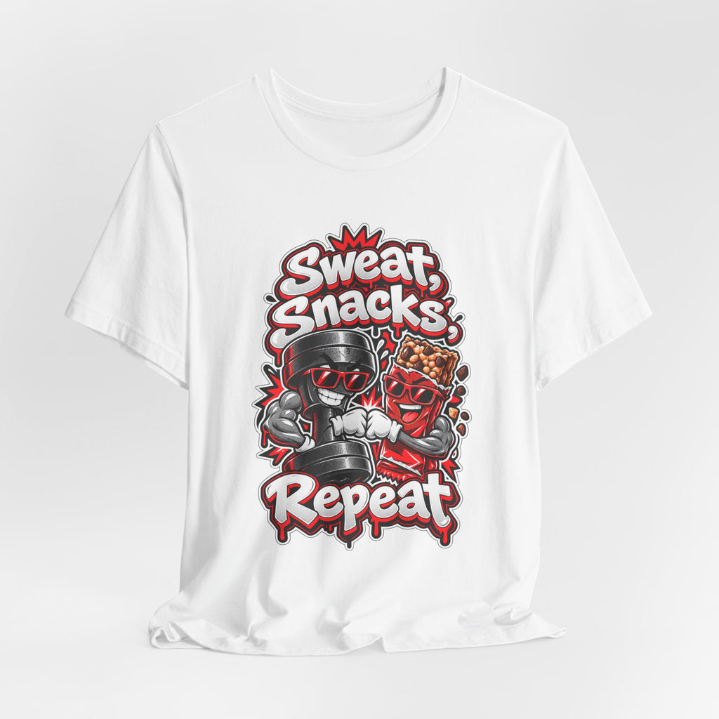 Sweat, Snacks, Repeat Funny Fitness T-Shirt