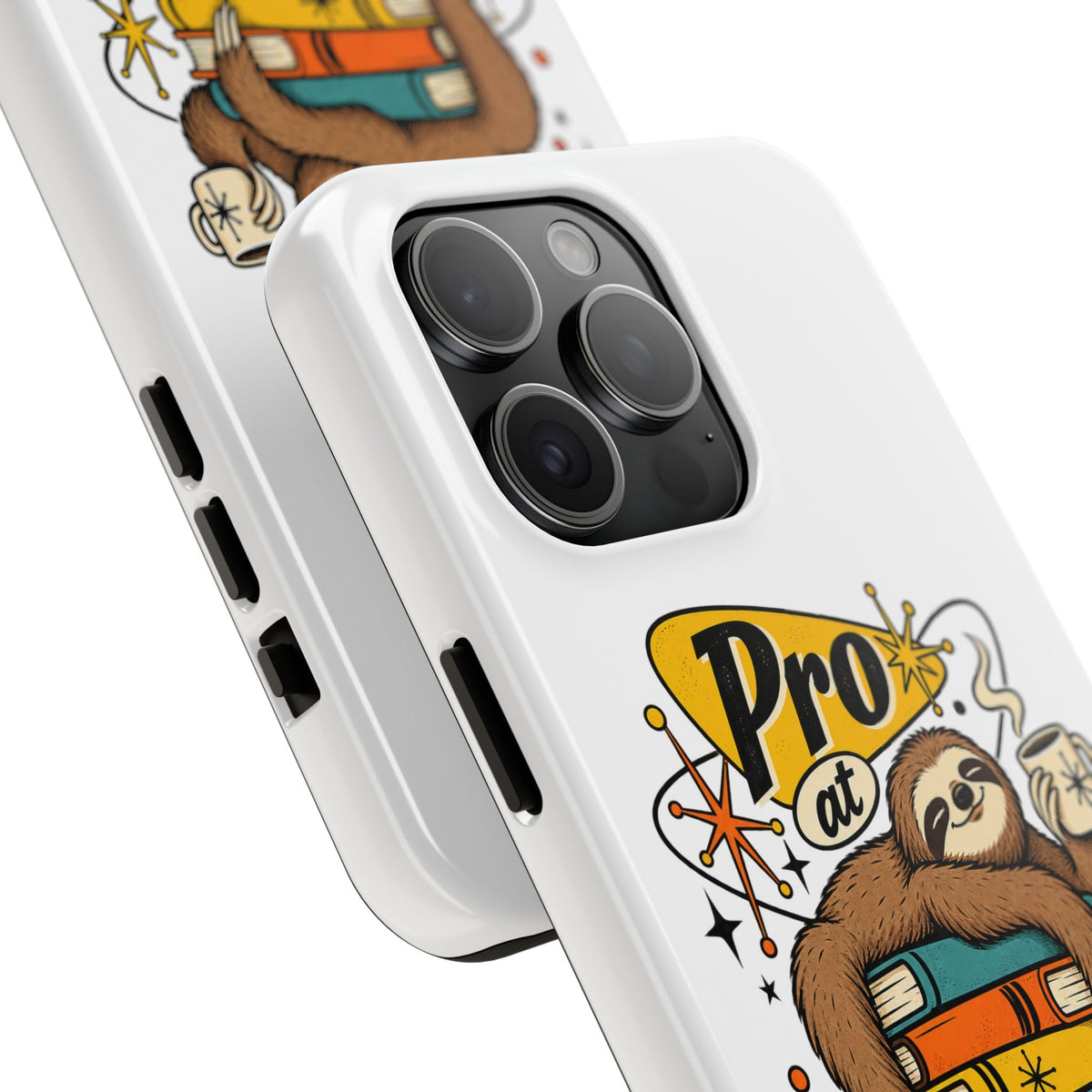 Productive Procrastination Tough Phone Case — Sloth on Books "Pro at Productive Procrastination"