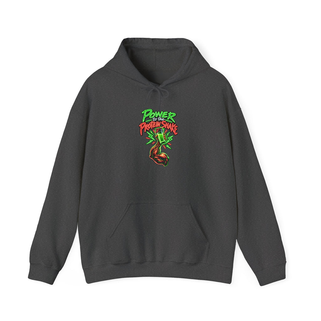 Power to the Protein Shake Funny Fitness Hoodie