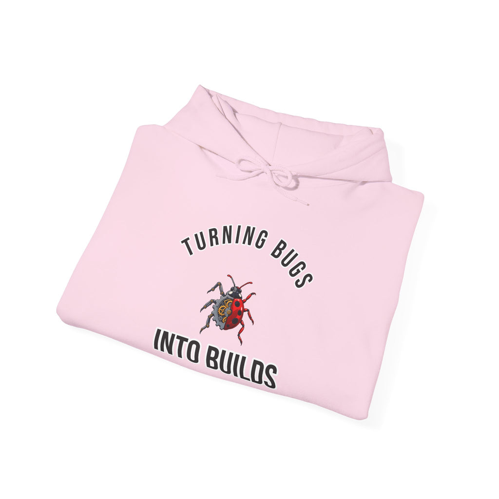 Turning Bugs into Builds Funny Programmer Hoodie