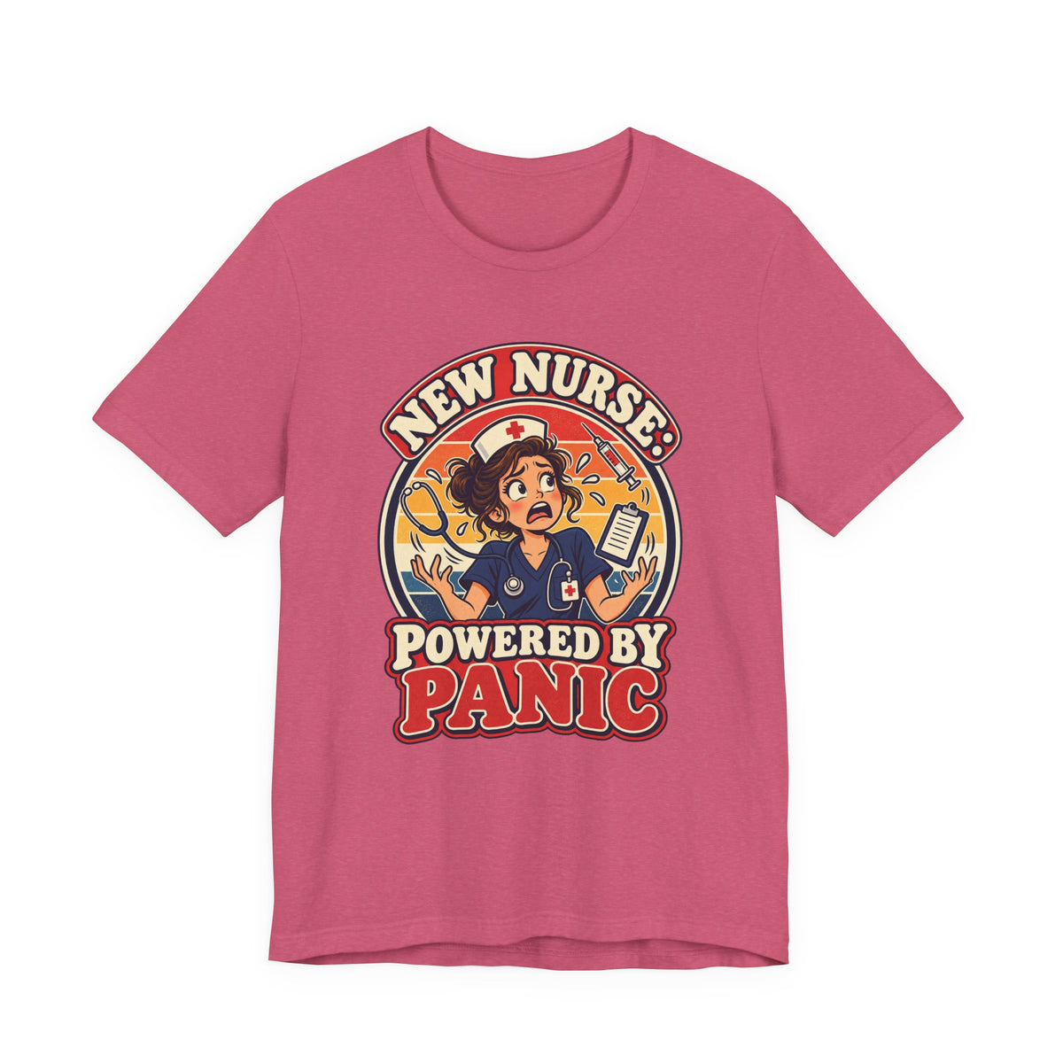 New Nurse: Powered by Panic Funny Nurse Humor T-Shirt