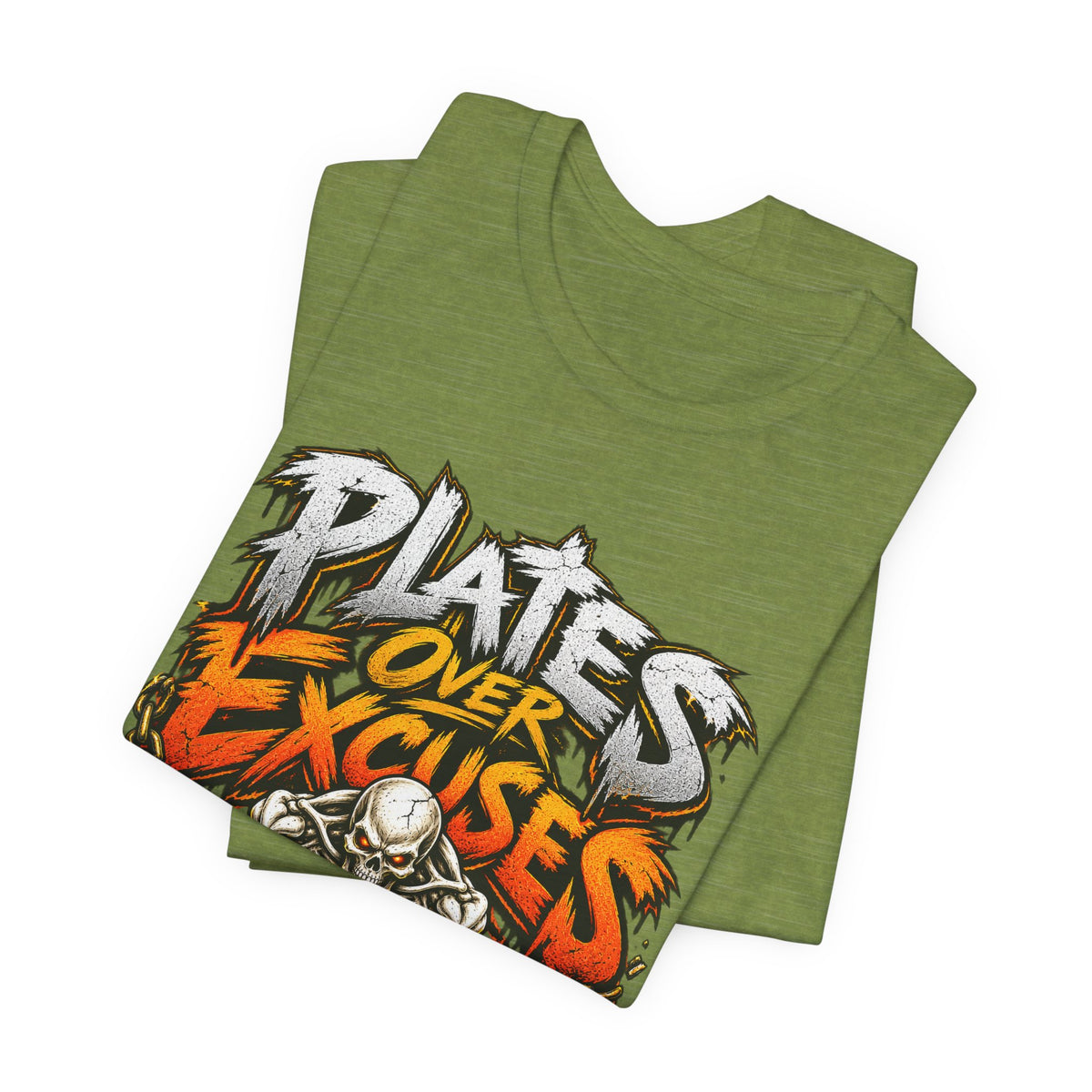 Plates Over Excuses Funny Weightlifting T-Shirt