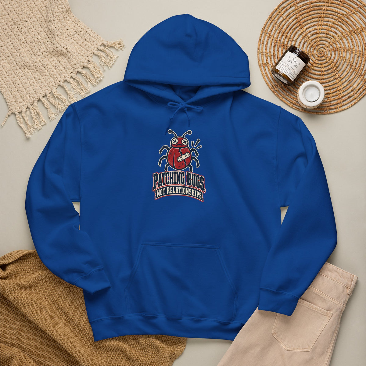 Patching Bugs, Not Relationships Funny Programmer Hoodie