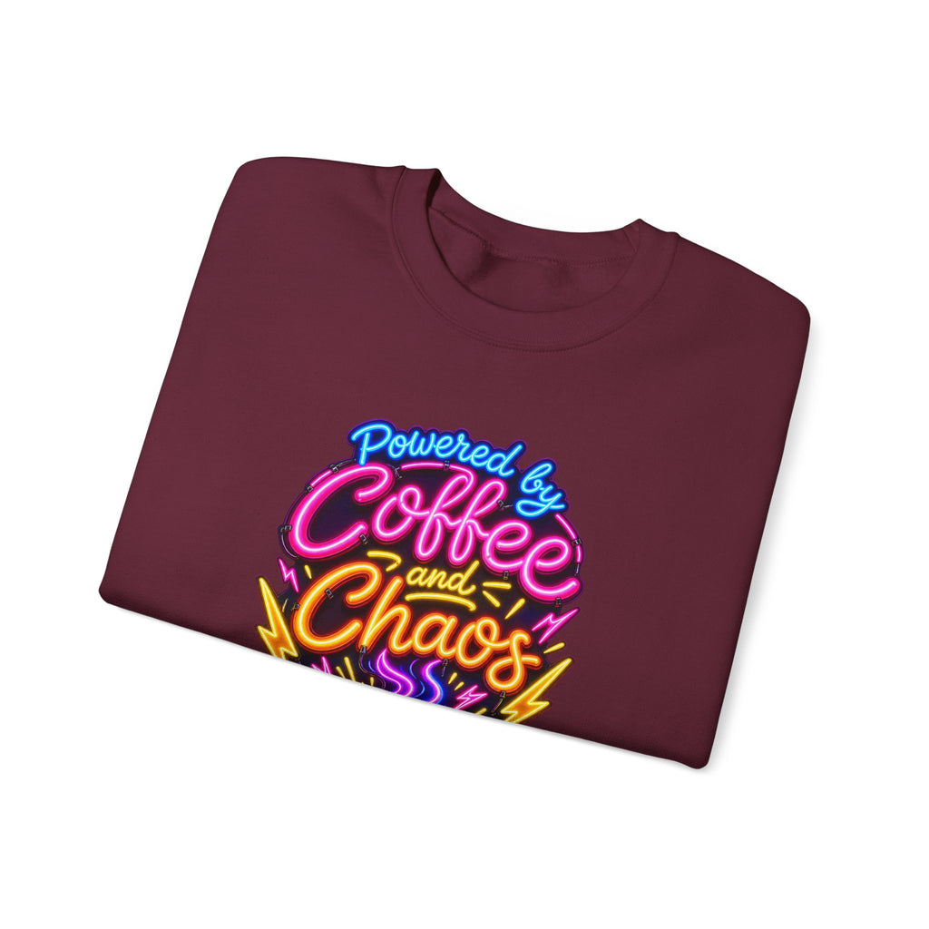 Powered by Coffee and Chaos Funny Nurse Sweatshirt