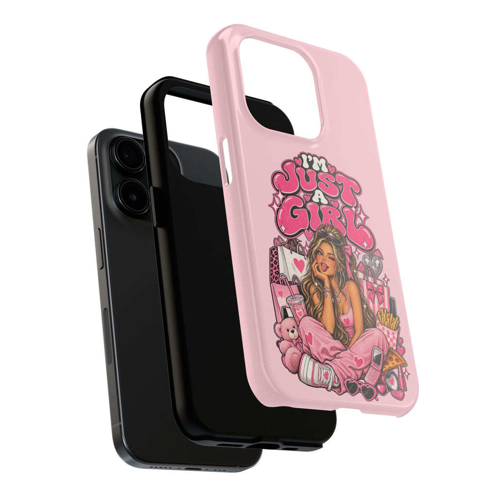 Pink "I'm Just a Girl" Tough Phone Case — Cute Girl Aesthetic Protective iPhone Cover