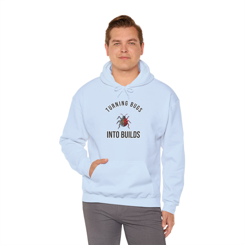 Turning Bugs into Builds Funny Programmer Hoodie