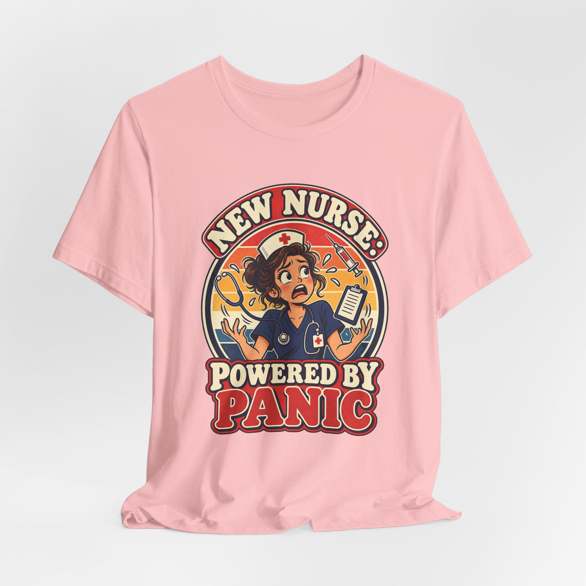 New Nurse: Powered by Panic Funny Nurse Humor T-Shirt