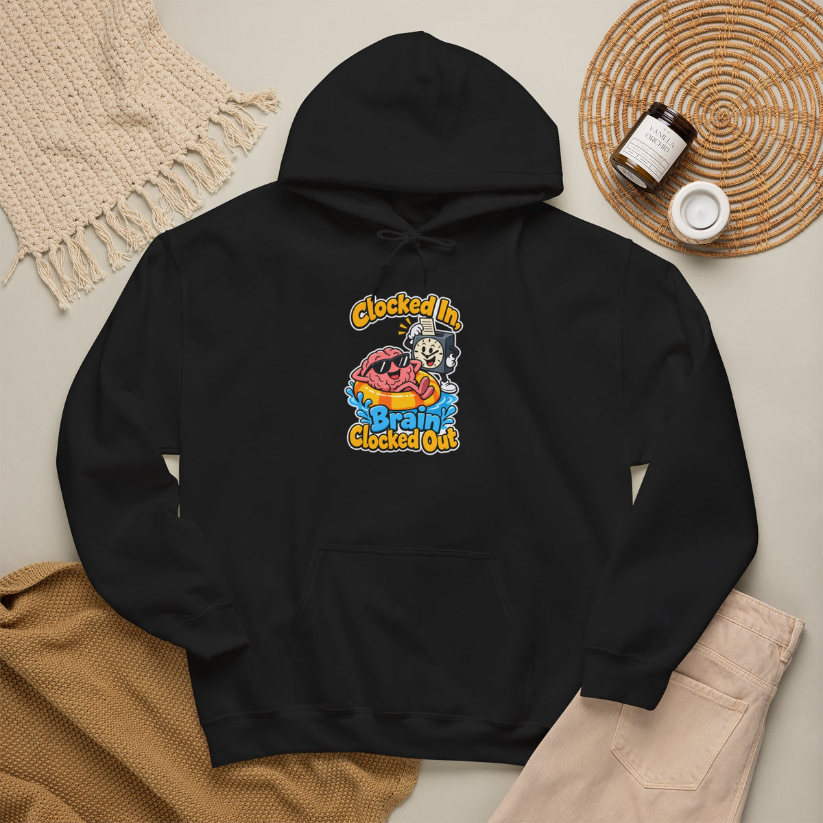 Clocked In, Brain Clocked Out Funny Nurse Hoodie