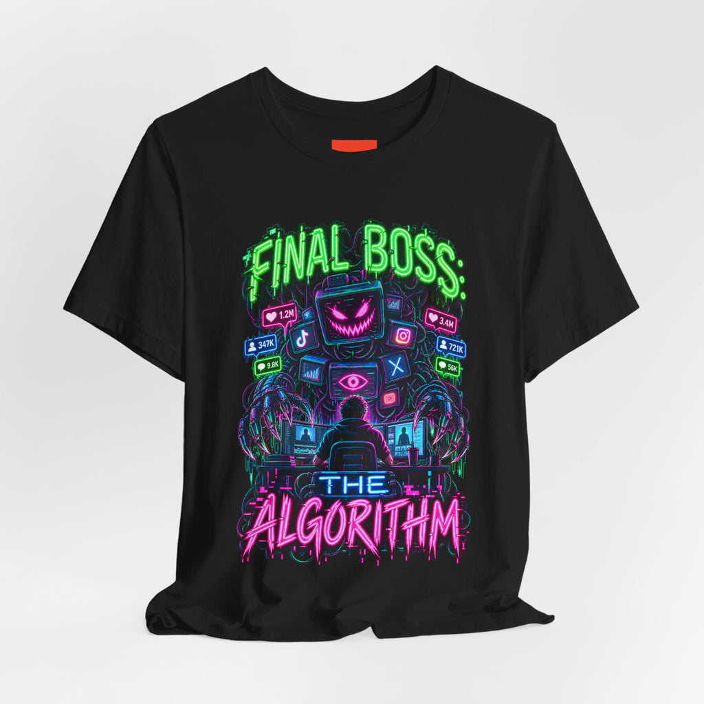 FINAL BOSS: THE ALGORITHM Funny 80s Neon T-Shirt