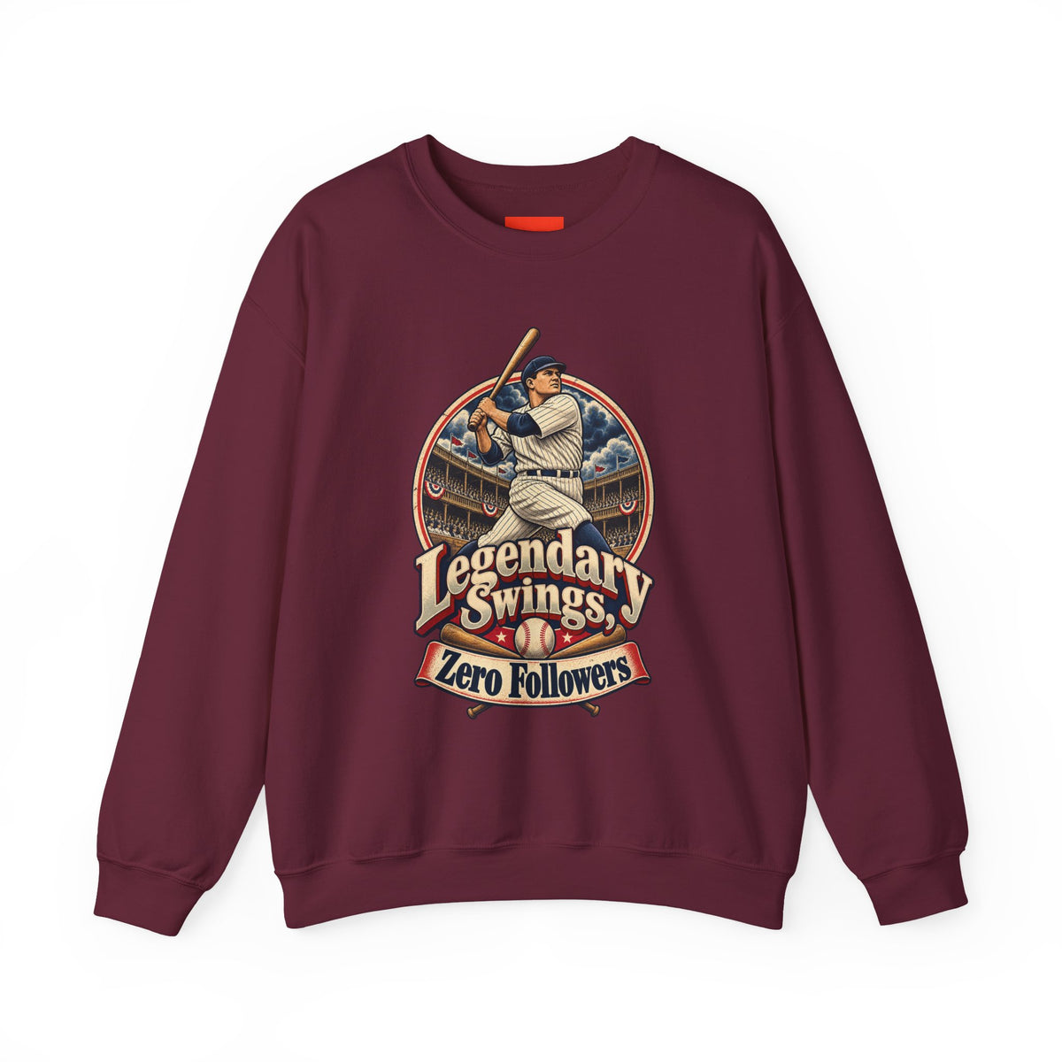 Legendary Swings, Zero Followers Funny Baseball Sweatshirt