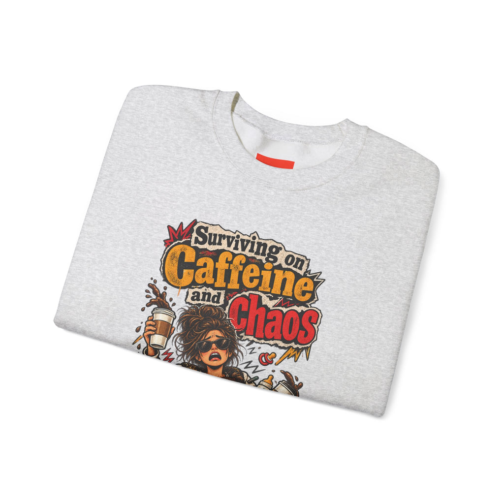 Surviving on Caffeine and Chaos Funny Parent Sweatshirt