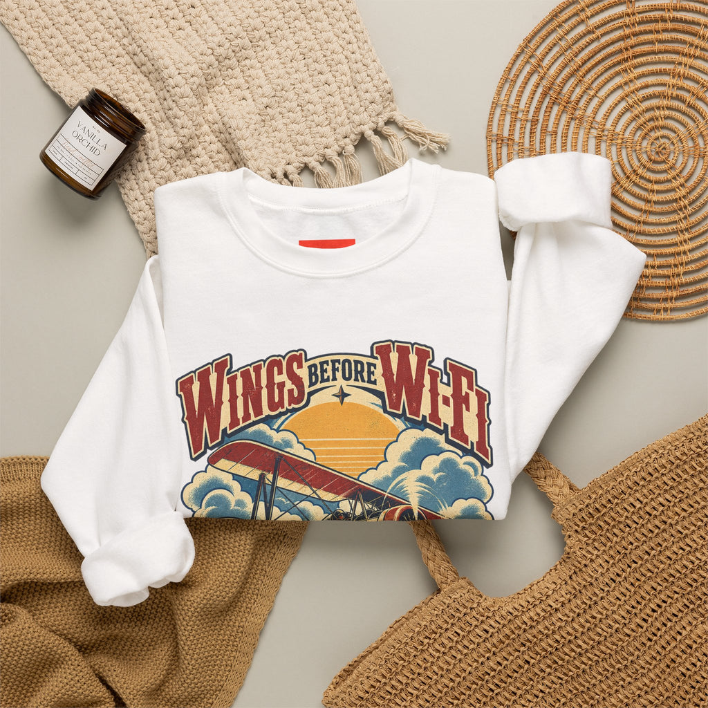 Wings Before Wi-Fi Funny Aviation Sweatshirt