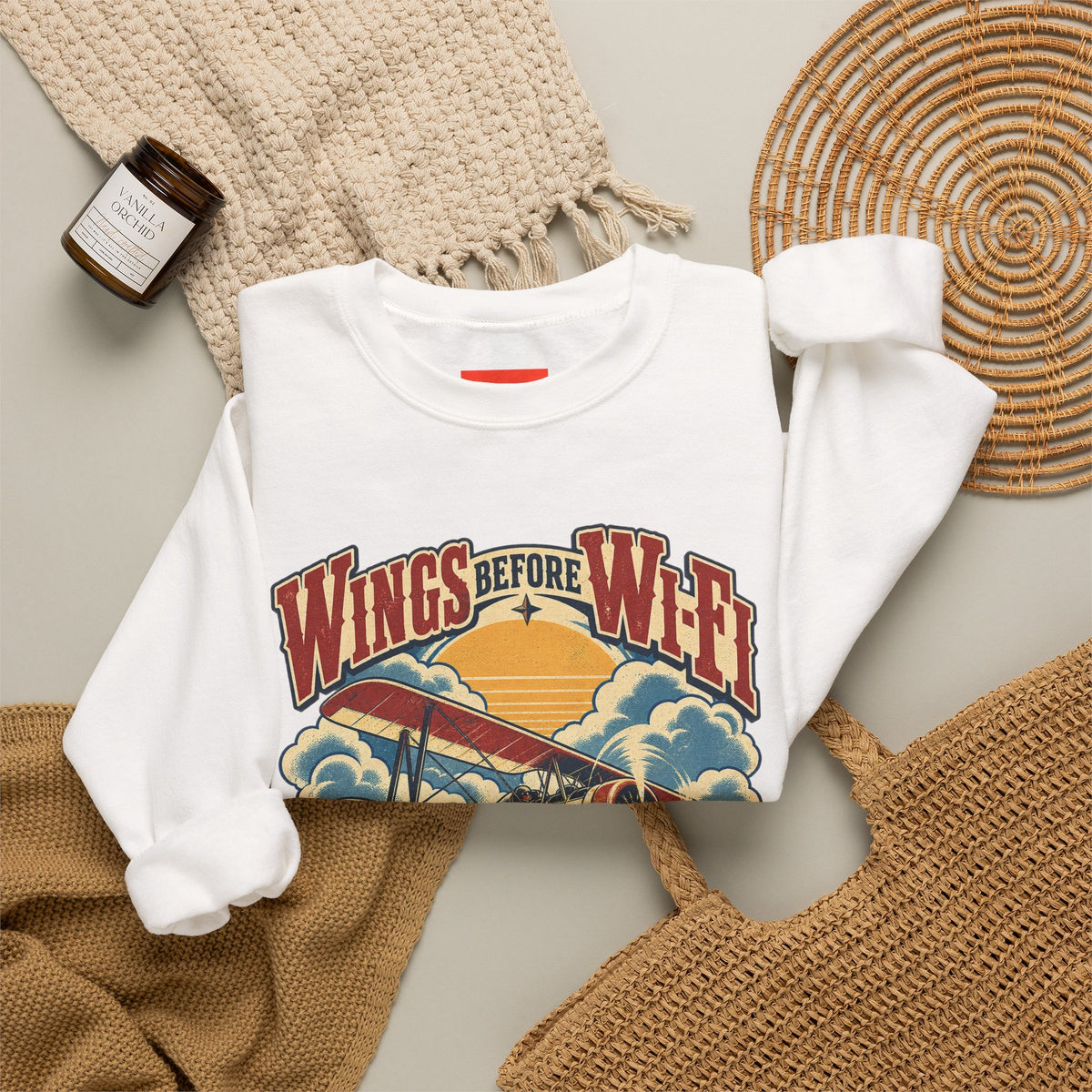 Wings Before Wi-Fi Funny Aviation Sweatshirt