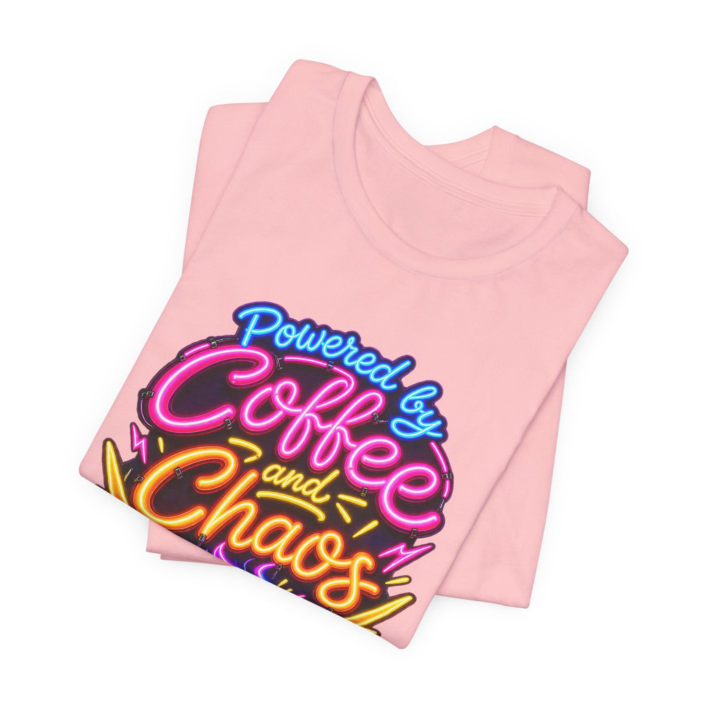 Powered by Coffee and Chaos Funny Nurse T-Shirt