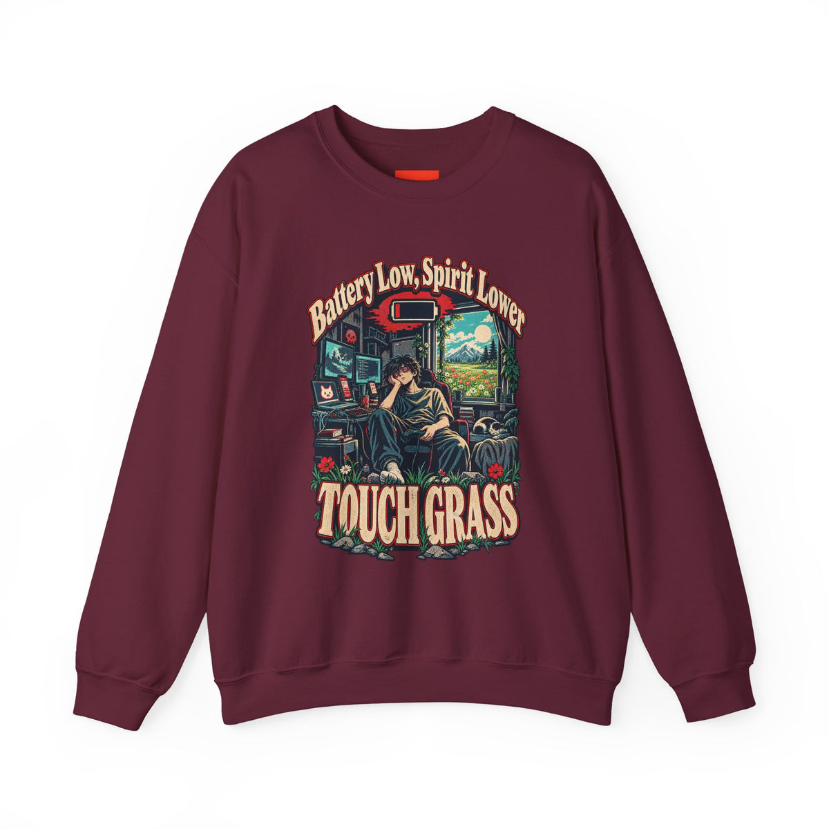Battery Low, Spirit Lower Funny Self-Deprecating Sweatshirt