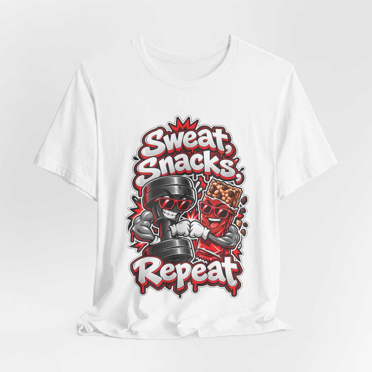 Sweat, Snacks, Repeat Funny Fitness T-Shirt