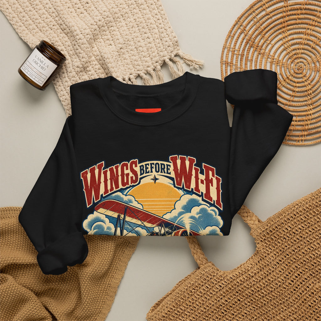 Wings Before Wi-Fi Funny Aviation Sweatshirt