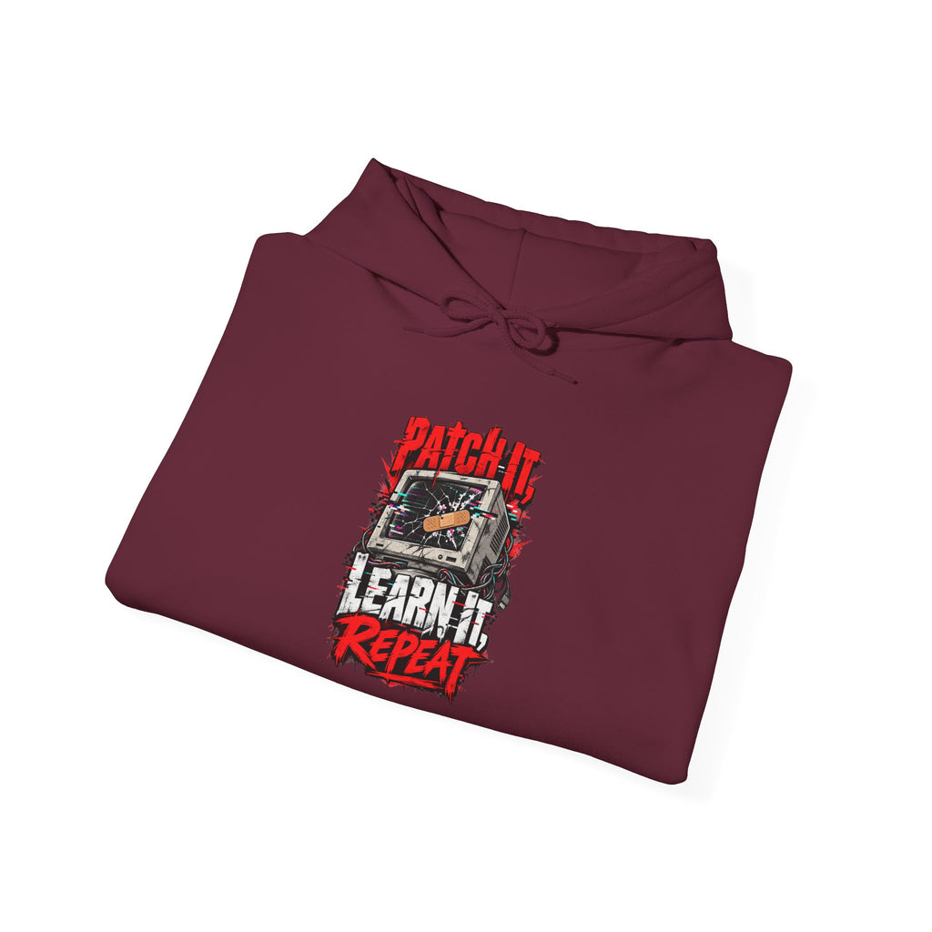 Patch It, Learn It, Repeat Funny Programmer Hoodie