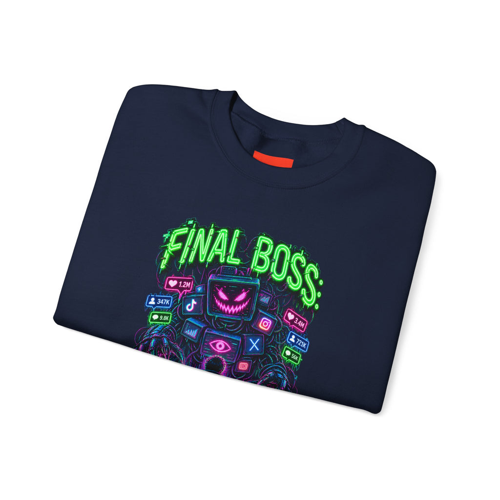 FINAL BOSS: THE ALGORITHM Funny 80s Neon Sweatshirt