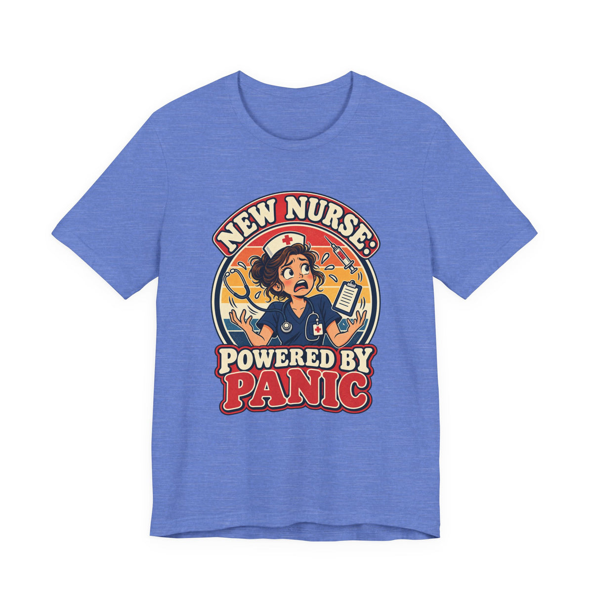 New Nurse: Powered by Panic Funny Nurse Humor T-Shirt