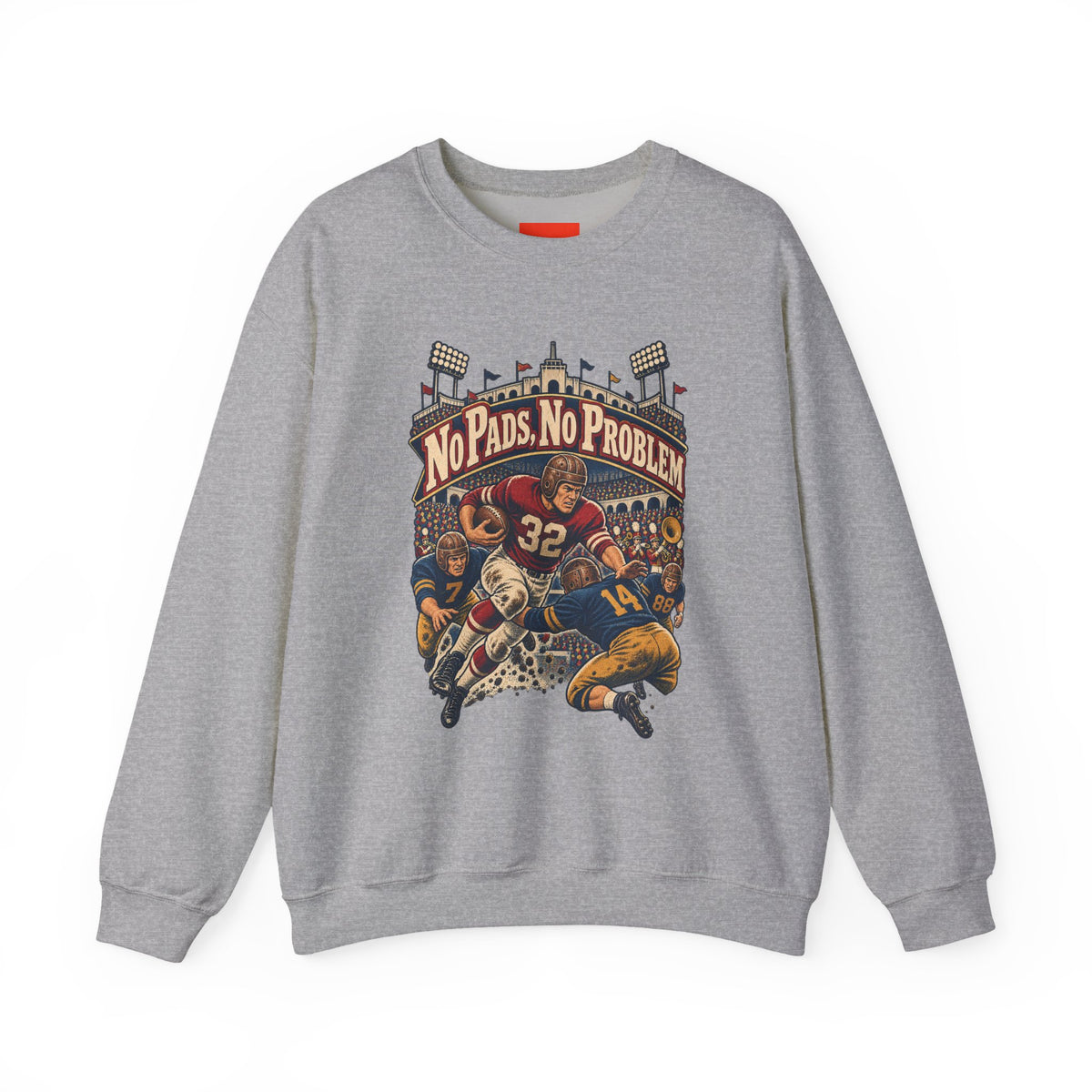 No Pads, No Problem Funny Vintage Sports Sweatshirt