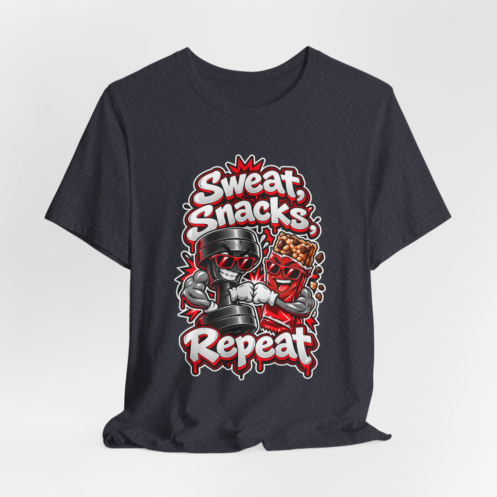 Sweat, Snacks, Repeat Funny Fitness T-Shirt