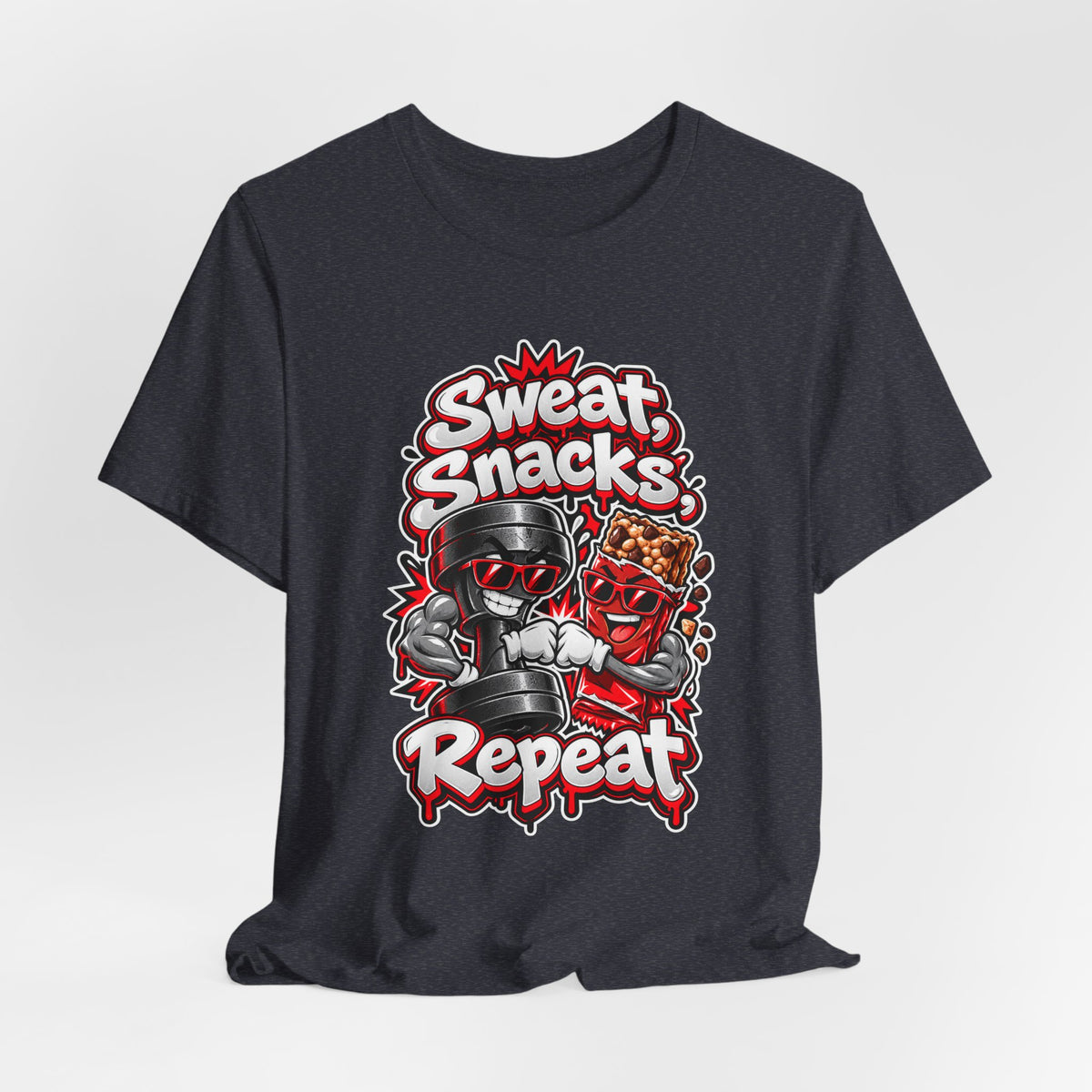 Sweat, Snacks, Repeat Funny Fitness T-Shirt