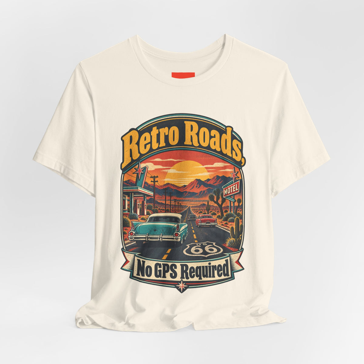 Retro Roads, No GPS Required Funny Vintage Travel T-Shirt