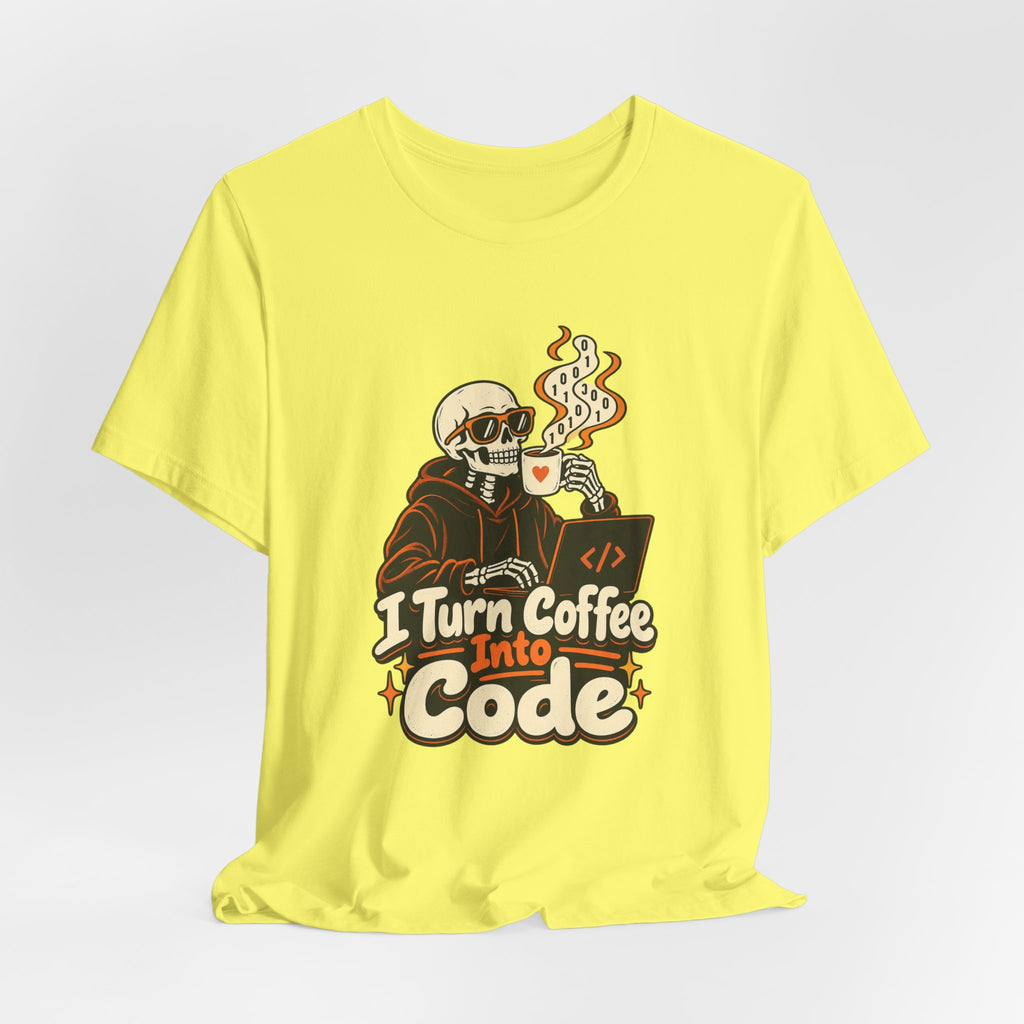 I Turn Coffee Into Code Funny Programmer T-Shirt