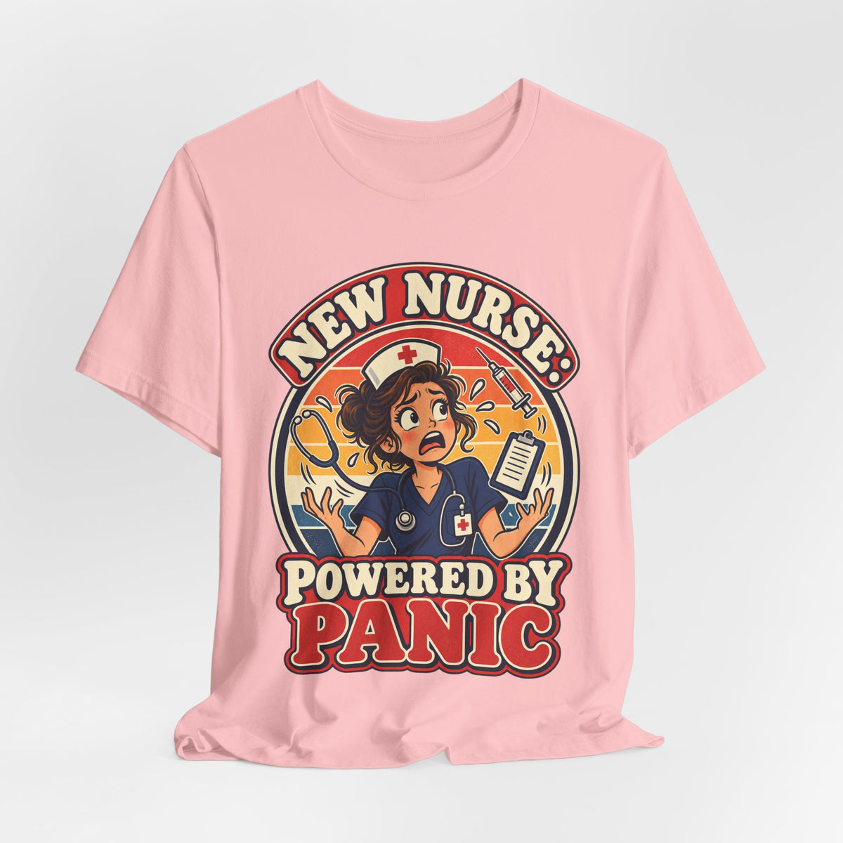 New Nurse: Powered by Panic Funny Nurse Humor T-Shirt