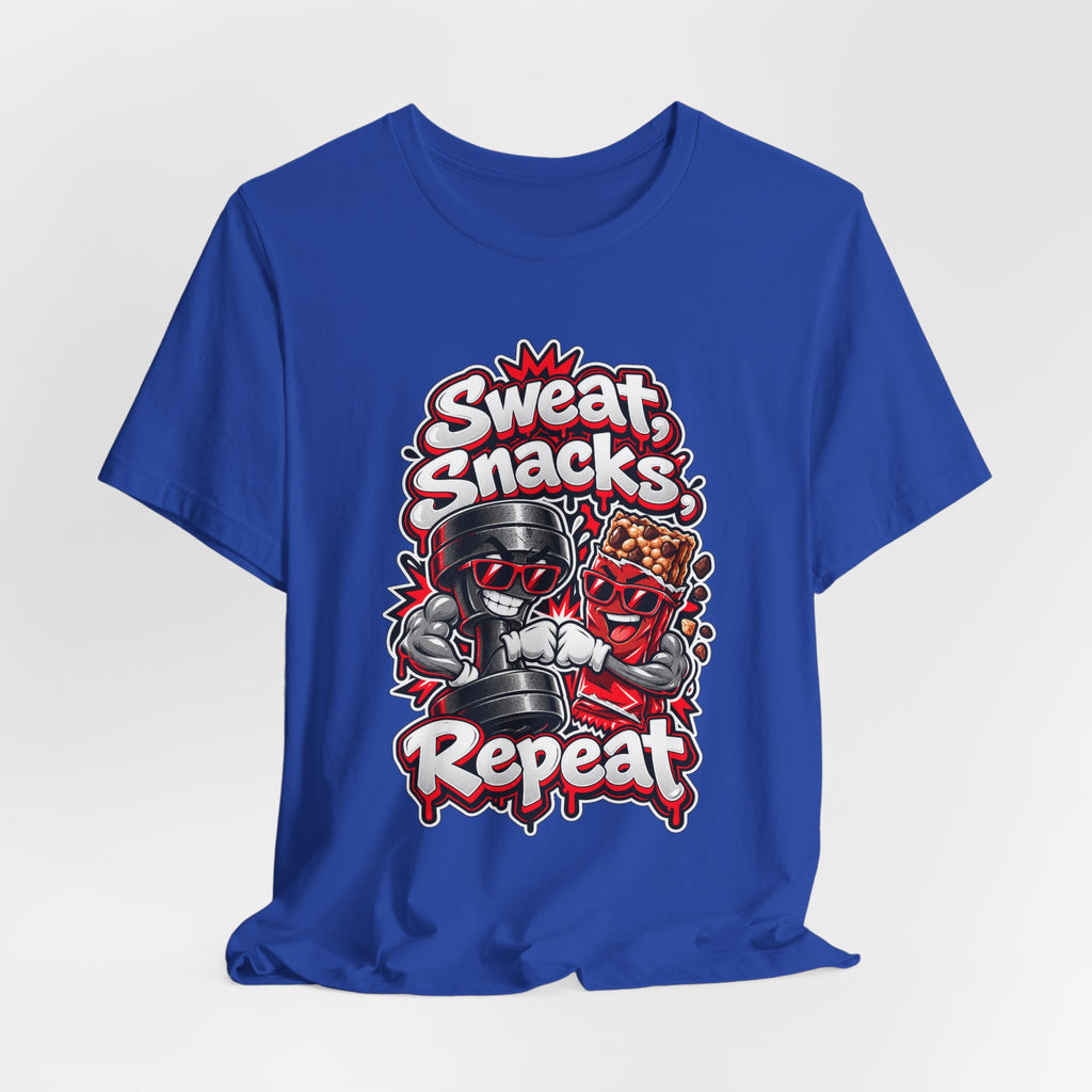 Sweat, Snacks, Repeat Funny Fitness T-Shirt