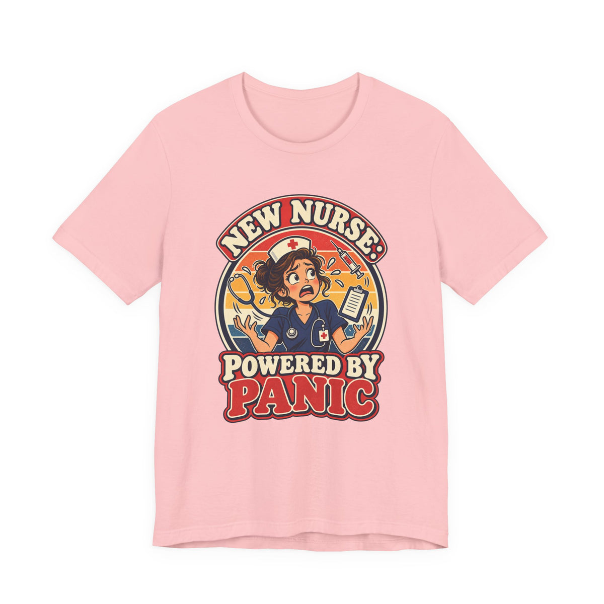 New Nurse: Powered by Panic Funny Nurse Humor T-Shirt
