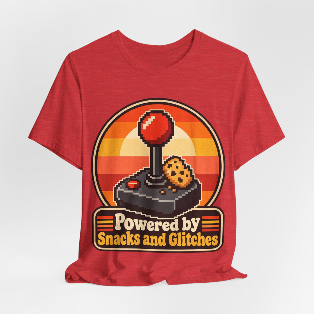 Powered by Snacks and Glitches Funny Gamer T-Shirt