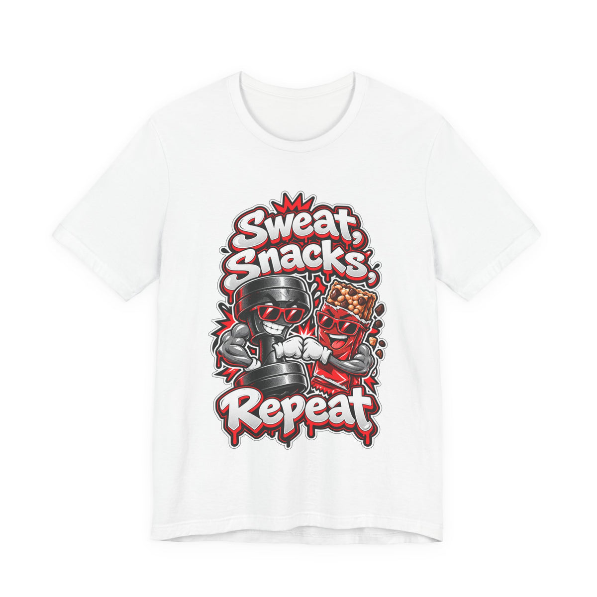 Sweat, Snacks, Repeat Funny Fitness T-Shirt